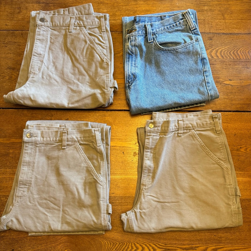 4 pair bundle 3 Carhart loose original fit work dungaree 1 Carhart relaxed fit
